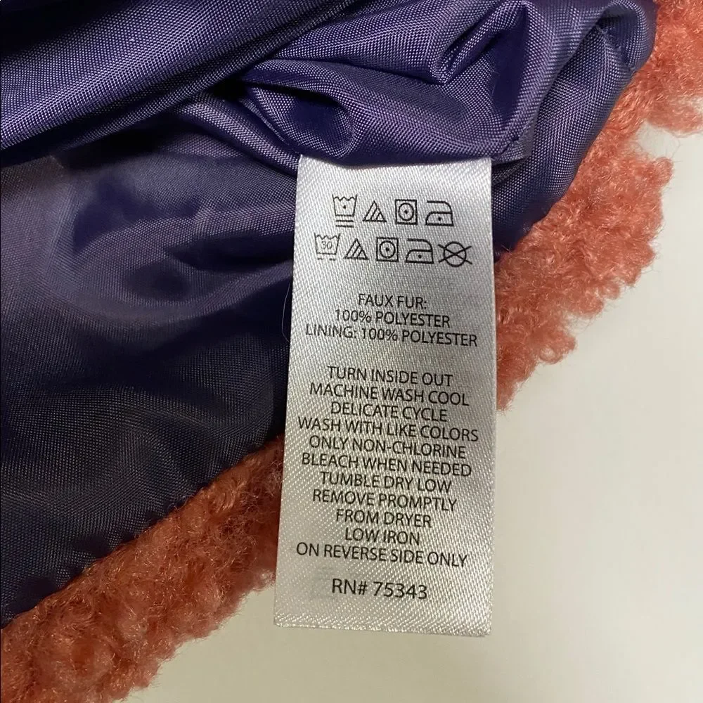 Tahari Toddler Faux Fur Teddy Coat Girls Size 4T Rusty Rose  Sherpa Jacket